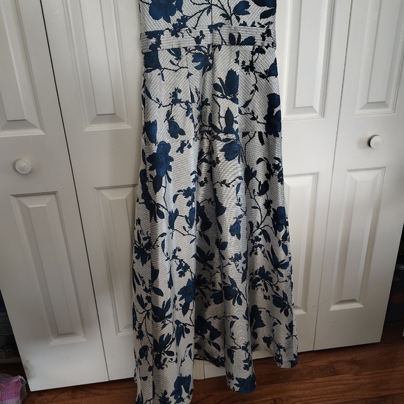 Kay Unger Floral Gown Belted Sleeveless Boat Neck Dress 8 - Picture 8 of 16